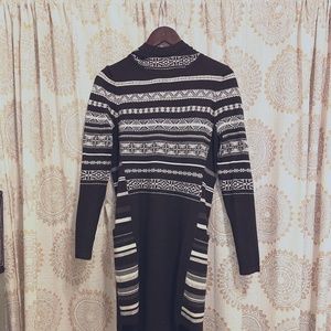 HoodedSmartwool Sweater Dress - Size S Black White